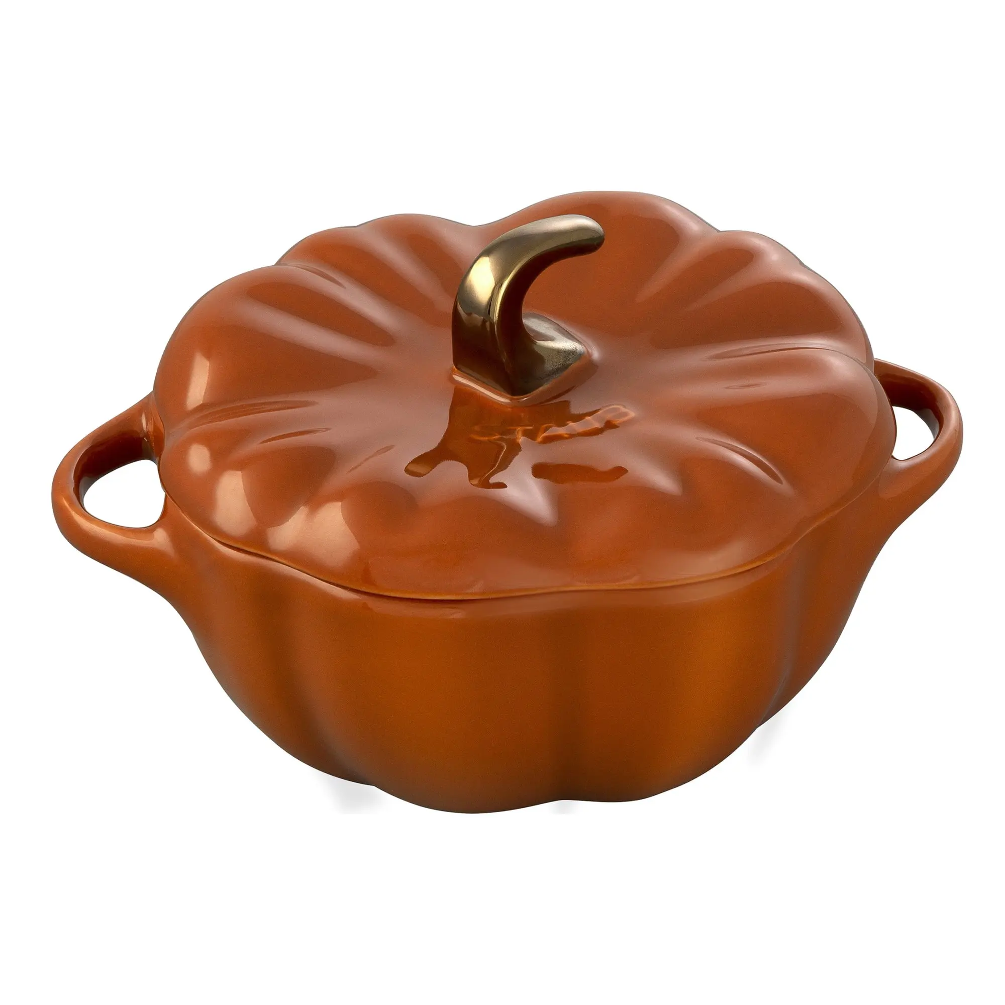 Staub Ceramic Pumpkin Serving Dish, Oven-to-Table Ceramic Bakeware with Glass Porcelain Finish, Scratch & Impact Resistant, Oven Safe to 572°F