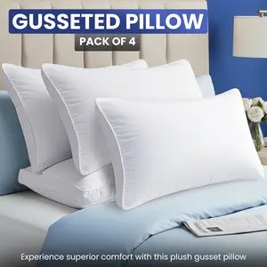 Utopia Bedding Gusseted Bed Pillows (4 Pack) - Hotel Quality Cooling Pillows for Sleeping, Side & Back Sleepers - King/Queen Size, White