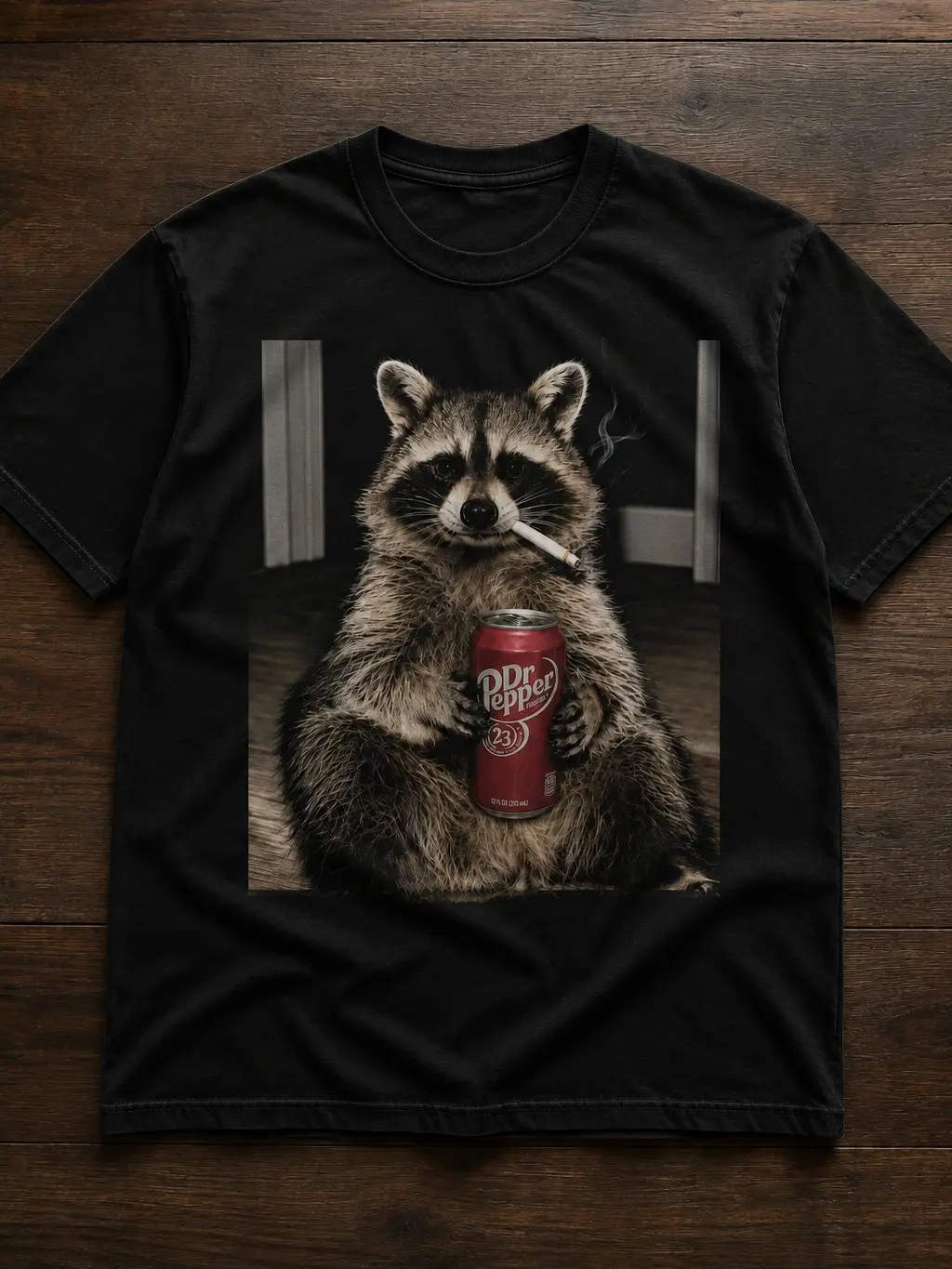 Funny Raccoon Pepper Shirt, Soda Lover Graphic Tee, Funny Animal Shirt, Vintage Raccoon Tee, Sarcastic Meme Shirt, Unisex Gift Menswear Top