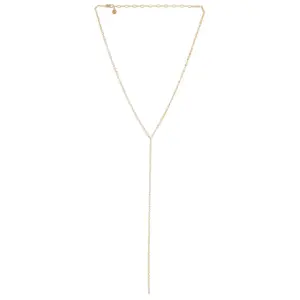 Ettika Dainty Crystal Disc Chain Lariat Necklace in Gold
