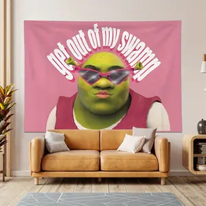 Pink Shrek-Inspired Tapestry - Vibrant Digital Print, Fade-Resistant Wall Hanging for Bedroom & Living Room Decor