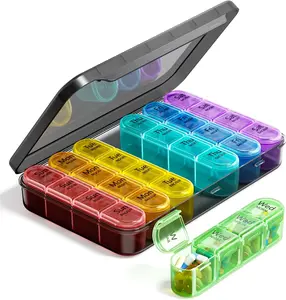 Weekly Pill Organizer 4 Times a Day BPA Free Daily Pill Box 7 Day Large Travel Pill Case with 28 Compartment to Hold Medicine Vitamin and Supplement