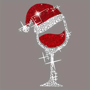 4-Pack Christmas Wine Glass Iron-On Transfer Stickers with Santa Hat & Snowflakes Design - Durable Plastic Heat Transfers for DIY Holiday Decor on T-Shirts, Bags, Pillows, Jeans & Apparel, Christmas Accessories