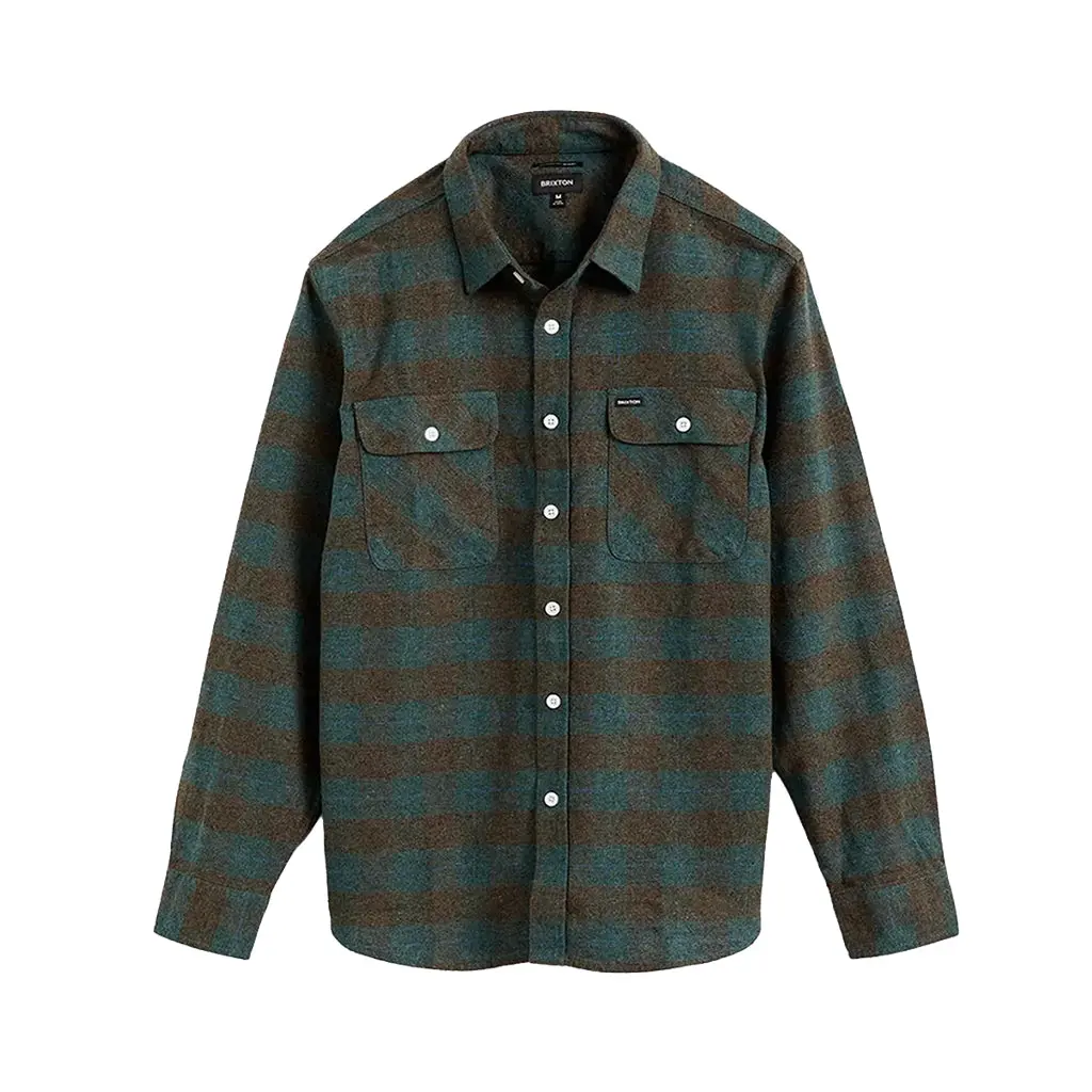 Brixton Men's Bowery Vintage Plaid Flannel Shirt, Long Sleeve Comfy Casual Fit Tops in a Soft Anti-Scratch Cotton-Blend, Standard Fit, Acrylic, Classic Preppy, Button, Collared Neck, Label Pockets, Retro, Wool Tri-Blends, Style Inspo, Regular Sleeve, Two-