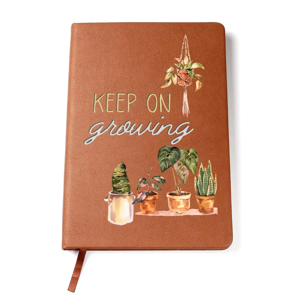 Personalized Faux Leather Cover Journal - Custom Rectangular Vegan Office Notebook, Plant Enthusiast Gift, Custom Printed Design, Ribbon Bookmark, 200 Pages Paper, Spacious Writing Space, Personalized Gifts