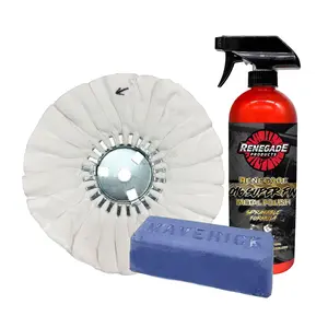 Renegade Products | Final Finish Bundle for Mirror Shine Metal Polishing – Q16 Spray Polish, Flannel Buffing Wheel & Finishing Compound