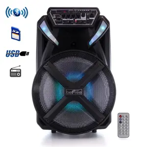 212 MAIN 12 in. Bluetooth Portable Rechargeable Party Speaker - USB, Sound Reactive Audio Device with Mobile Compatibility, Remote Control, Built-In Handle, FM Radio