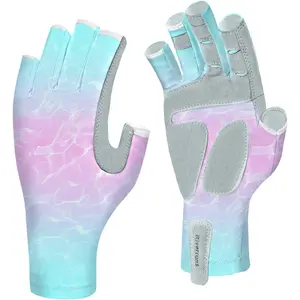 Aventik UPF 50+ Fishing Gloves- Fingerless Sun Protection Fishing Gloves- Fishing Sun Gloves for Women Men Outdoor Activities.