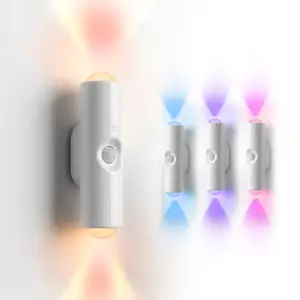 4 Pack Motion Sensor LED Night Lights, Smart Rechargeable RGB Gradient Ambient Wall Lamps, Dimmable Magnetic Stick-On Lights, USB Charging, Long Battery Life for Bedroom, Stairs, Hallway, Entryway, Party Decor