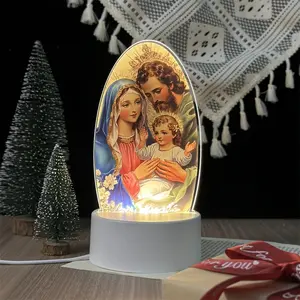 Jesus & Mary USB Night Light, Religious Home Decor, Warm Glow Bedroom Atmosphere Lamp, Perfect for Ramadan, Thanksgiving, Birthday, Valentine's Day, Christmas, Graduation Gifts