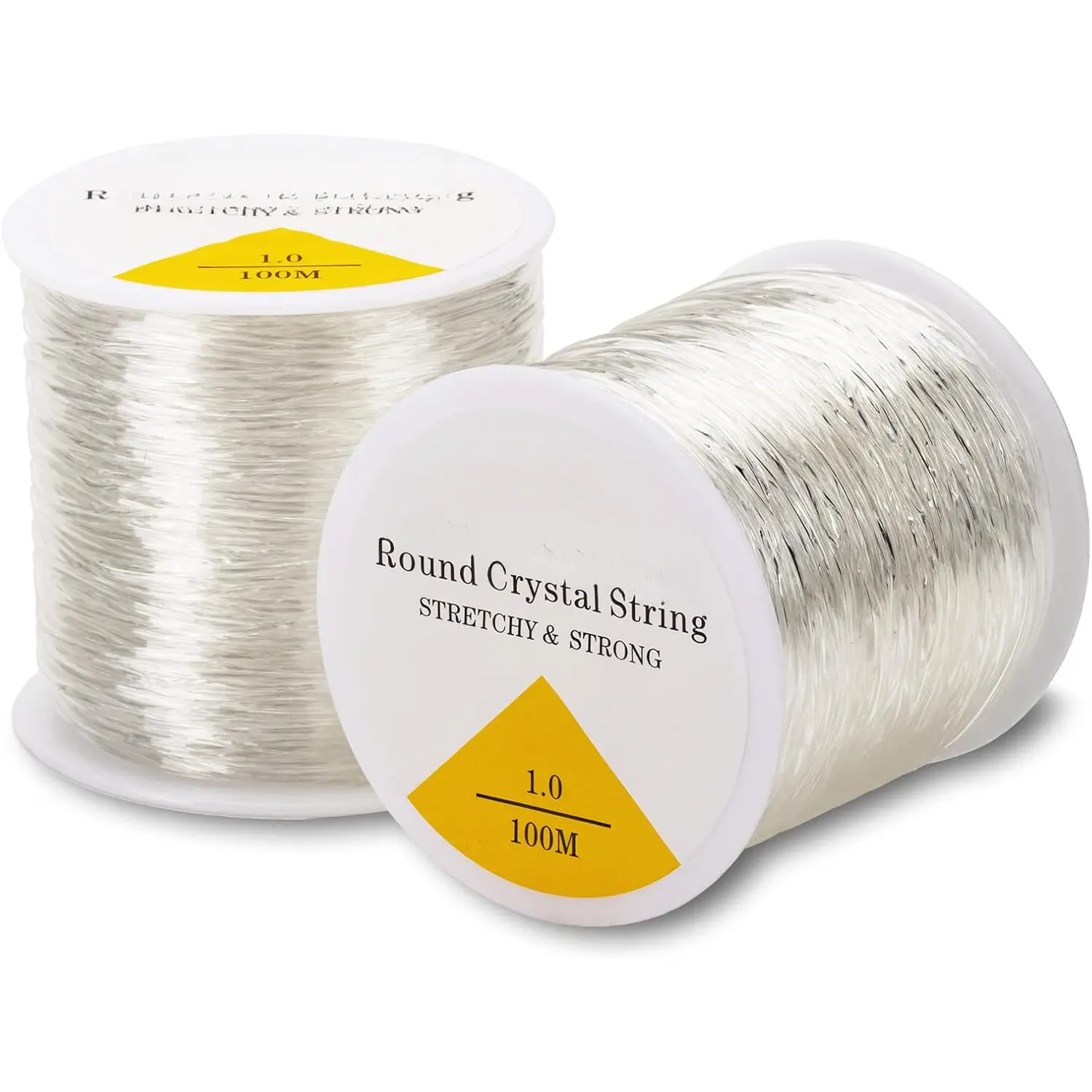 2 Rolls 1mm Elastic String for Bracelets, 656   Stretchy String Clay Bead Cord for Bracelet Beading Necklace  Crafts Making, White