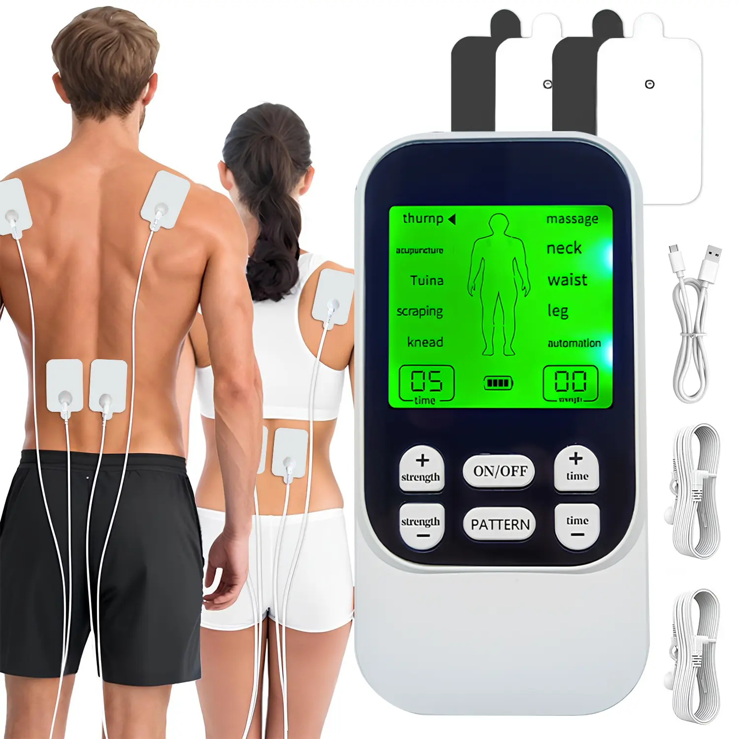 Rechargeable EMS Massage Device, Handheld Muscle Stimulator with 10 Modes & 30 Intensity Levels, Adjustable Portable Massager for Neck, Back & Body, Convenient Self-Care Gift