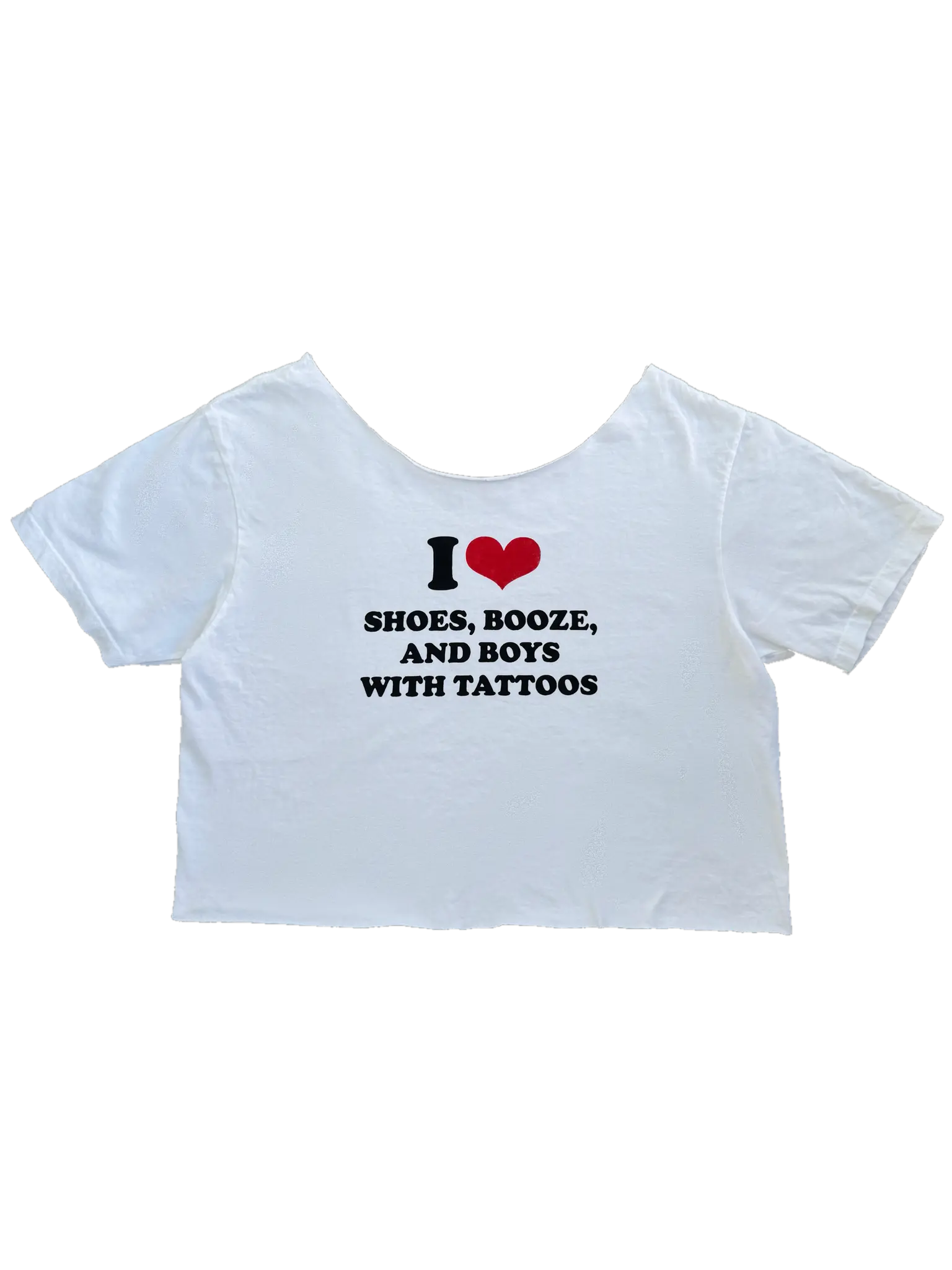I LOVE SHOES, BOOS, AND BOYS WITH TATTOOS Going Out Crop Top T-shirt Shirt with Y2K aesthetic text graphic tee comfy shirt trendy 2000s party