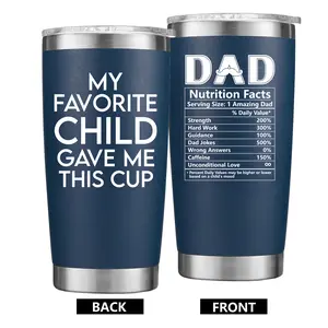 Fathers Day Gifts for Dad, Unique Birthday Gift from Daughter Son | Daddy Coffee Mug, Happy Holiday Travel Presents, My Favorite Child Gave Me This Cup, Funny Cool Useful Inspired Gift for Men 20oz Navy Blue Stainless Steel Tumbler For husband, new Dad In