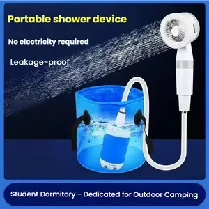 USB Rechargeable Portable Outdoor Shower Battery Powered Camping Shower with Adjustable Showerhead for Beach RV Trip Garden Poolside No Electricity Required Leakage Proof Hiking Essentials Travel Accessory