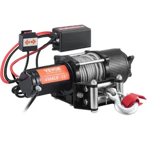 Father's Day Gift VEVOR Electric Winch, 12V 4500 lb Load Capacity Steel Rope Winch, IP55 1/4' x 39ft ATV UTV Winch with Wireless Handheld Remote & 4-Way Fairlead for Towing Jeep Off-Road SUV Truck Car Trailer Boat