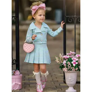 Little Sweetie Tweed Blazer and Pleated Skirt Set