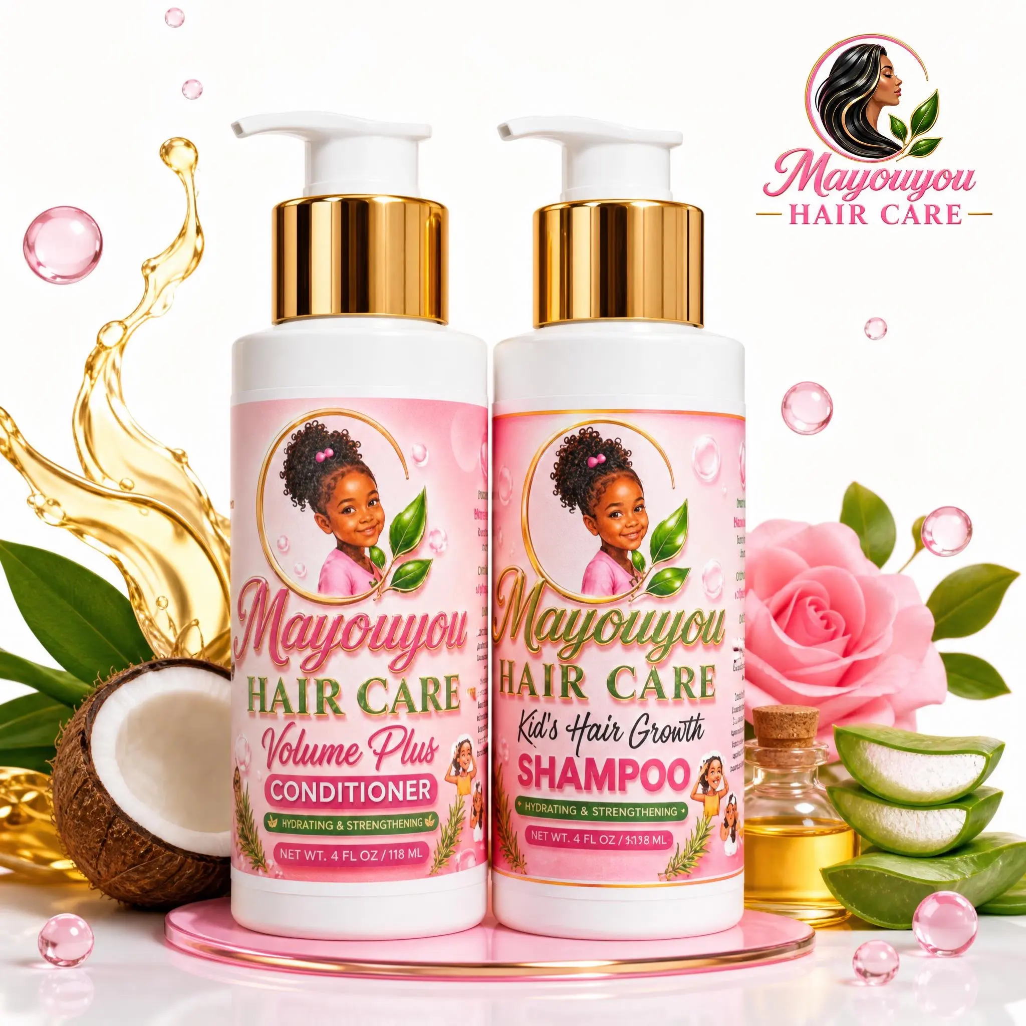 Mayouyou Volume Plus -Kid's Hair Growth Shampoo & Conditioner Kit - Beauty & Personal Care Haircare Product 4 oz