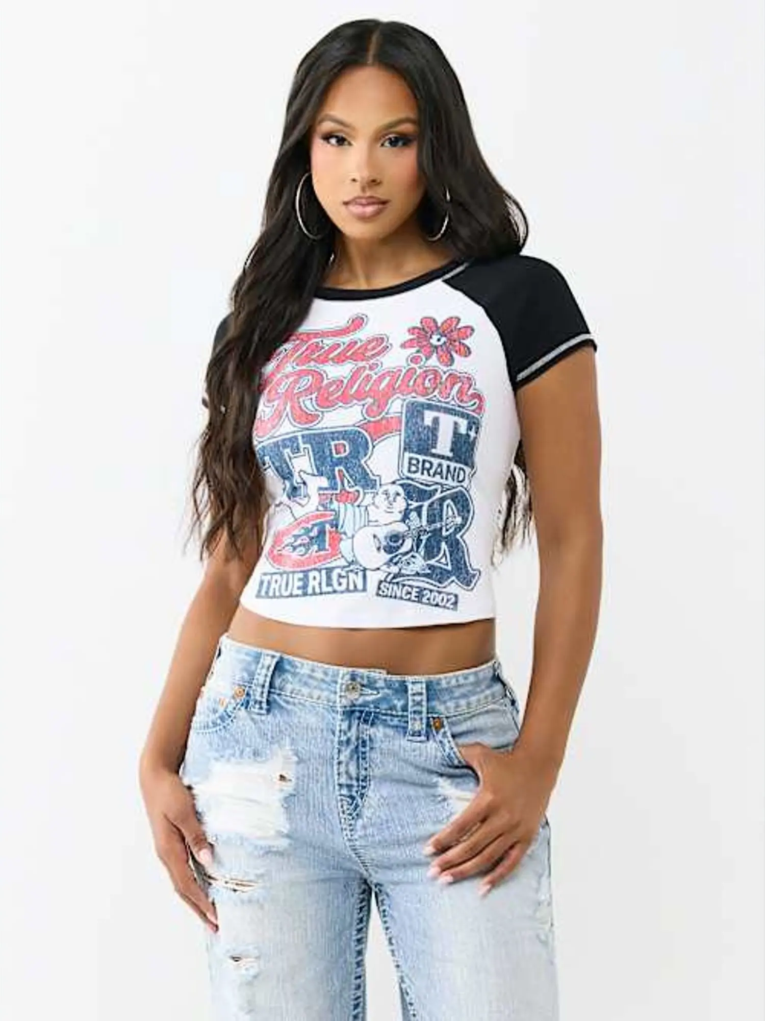 True Religion Women's Sporty Raglan Baby T-Shirt