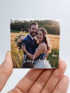 Set of 3 - 2.5 x 2.5 Size - Custom Wedding Photo Magnets: Personalized Guest Favor Keepsake