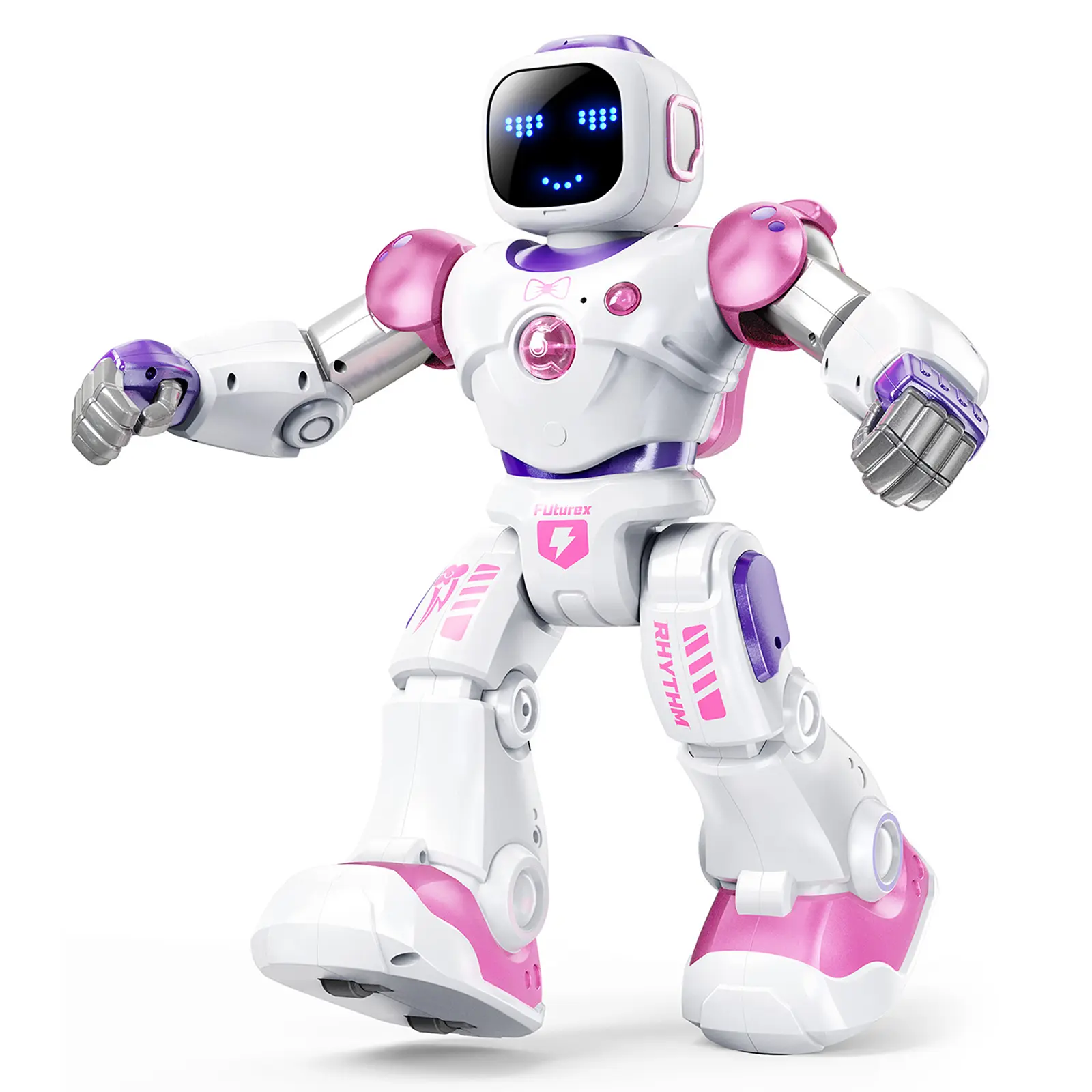 Ruko 1088 Smart Robot Toys for Kids, Large STEM Programmable Interactive RC Robot with Voice Control, App Control, Gifts for Boys & Girls Age 4 5 6 7 8 9, Pink Fun Rhythm
