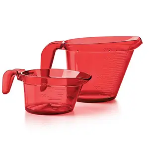 Tupperware Micro Pitcher 2-Piece Set Microwave Safe Measuring Cup & Pitcher with Full Spout Sturdy Handle for Liquids and Dry Ingredients Ideal for Boats RVs