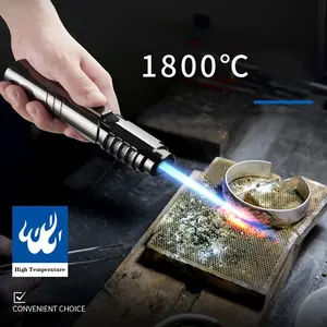 (Without Butane Gas) Powerful 1800° High Temperature Metal Spray Gun Butane Gas Lighter - Windproof, Blue, and Portable with Adjustable Flame Control for Outdoor Welding, Camping, and BBQ - Gift Box Packaging Included