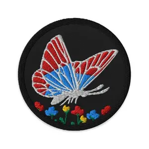 Colorful Butterfly Embroidered Patch - 3 Inch diameter, 26% Cotton & 74% Polyester, Iron-On, Sew-On, or Safety Pin Attachment, Vibrant Butterfly Design