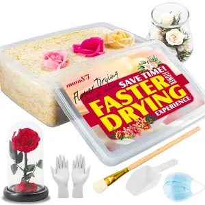 Silica Gel Flower Drying Crystals Desiccant 5LBS, 6-in-1 Fast Drying Kit with Sealed Box, Gloves, Brush, Shovel, Reusable Flower Drying Silica Sand, DIY Wedding Bouquet Flower Preserving Kit