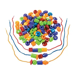 3/4" - 1" Jumbo Plastic Lacing Beads & Strings Set - 100 Pc.