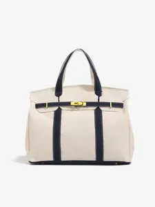 Women's Canvas Handbag High-End Plain Color Large Capacity Commuter Versatile Tote Bag, Casual Style Cosmetic Bag for All Seasons
