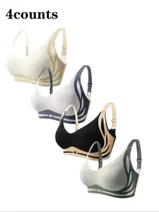 Women's Comfortable Daily Bras, Soft Breathable Fabric, Casual Style, Suitable for All Seasons, Pack of 4, Supportive Wireless Bra, Ideal for Everyday Wear