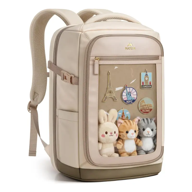 【Back To School】MATEIN HER Travel Backpack 18x14x8 with Clear Ita Bag Pocket, TSA Airline Approved Underseat Backpack, Personal Item Carry-on Bag Fits 17" Laptop & 40 oz Tumbler, Travel Gifts for Daughter Women