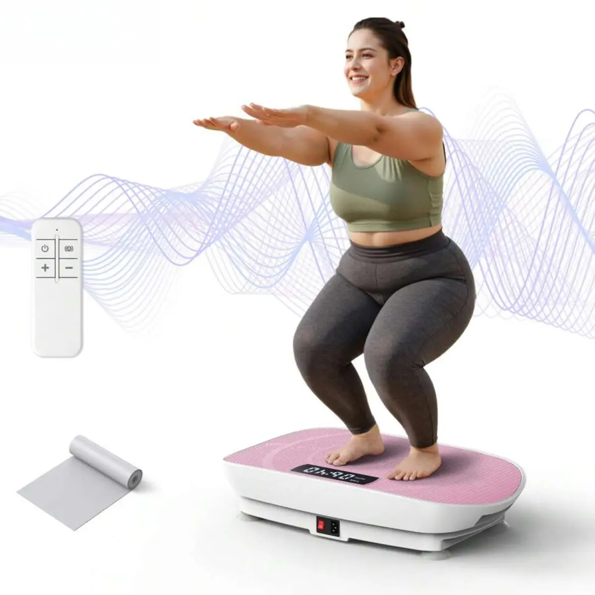 Unisex Compact Iron Alloy Electric Vibration Plate - Home Gym Balance Training Equipment, Low-Noise for Calm Home, 10 Intensity Modes, Motor Control, LED Display, Remote Control, Anti-Slip Base, 300lbs Max Capacity for Daily Full Body Workouts, Vibration,