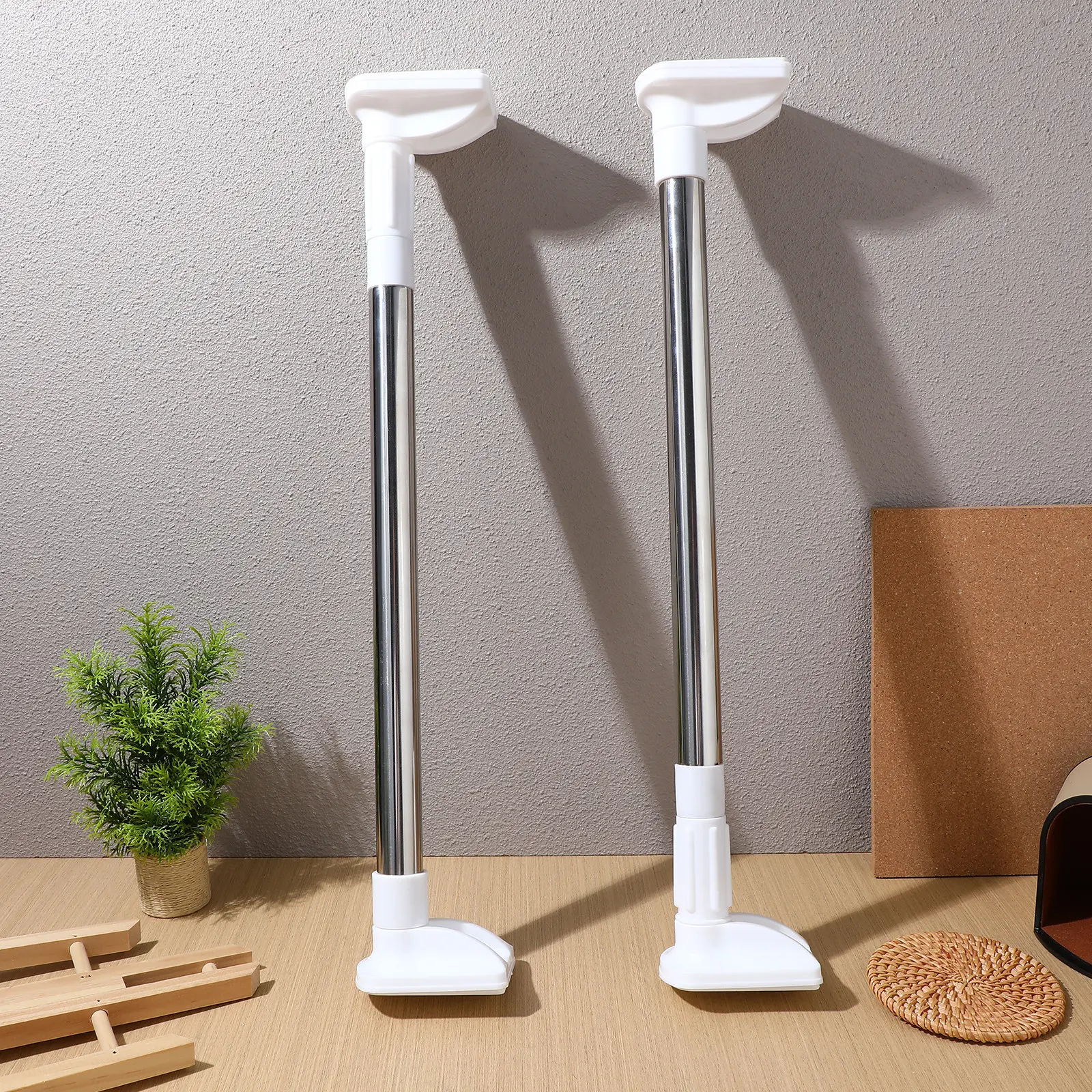 2Pcs Heavy Duty Hanging Rod Adjustable Stainless Steel Closet Rod Clothes Extender No Drilling Installation for Wardrobe Laundry