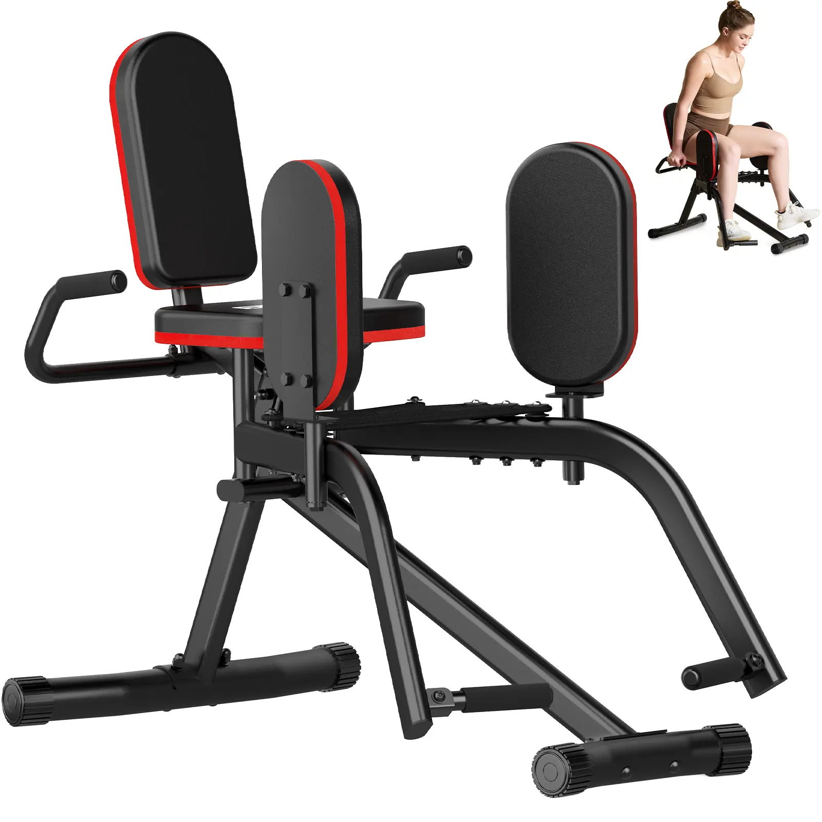 HXD-ERGO Hip Abductor Machine for Home Gym Compact Glute Trainer & Thigh Workout Equipment with 3-Level Resistance Silent Design for Women Men Fitness