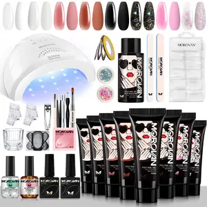 Morovan Poly Gel Nail Starter Kit: Full Nail Art Set with Gel Colors and UV Lamp for Beginners, All-in-One DIY Nail Extension Kit for Women