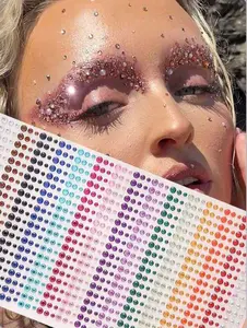 Self-Adhesive Rhinestones — Eye Makeup Specialists | 15-Color Rainbow Series Face Gems & Decals | DIY Nail Art & Makeup Decoration | Accessories for Women's Parties, Carnivals, and Festive Celebrations