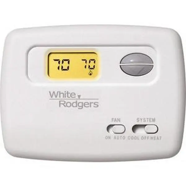 White-Rodgers 45 to 90°F, 1 Heat, 1 Cool, Digital Nonprogrammable Thermostat 20 to 30 Volts, Horizontal Mount, Manual Switch 1F78-144