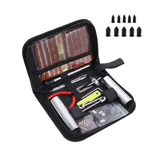 46-piece rapid emergency repair kit for car and motorcycle tire puncture repair tools - vacuum tire repair tools set with rubber nails for tire repair, vacuum tire repair kit with spiral rubber nails, tire screw plug quick tools for self-tire repair, suit