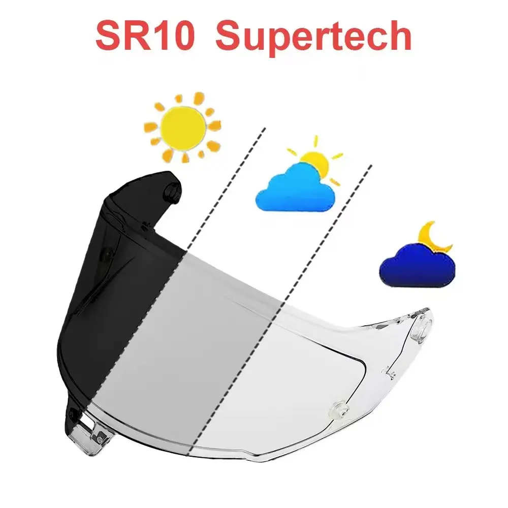 Motorcycle Helmet Replacement Polycarbonate Shield - PC Photochromic Moto Visor, Tea Revo Red, Compatible with Alpinestars Supertech R10/SR10, UV Glare Block, Full-Face Helmet Head & Face Covers, Rain Protection Glasses, Photochromic Lenses