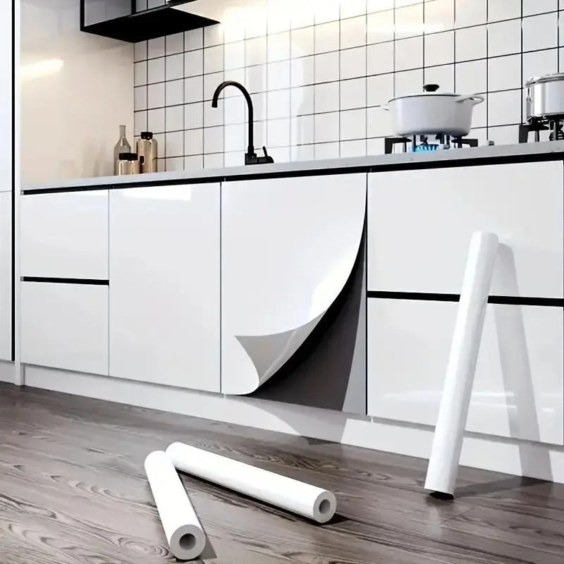1 Roll Luxury Glossy Solid Color Self-Adhesive Wallpaper, Easy to Install and Clean, Perfect for Kitchen Counters and Living Room Walls
