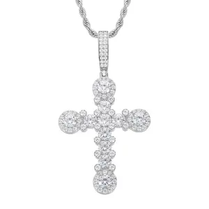 【#P504】UCCIYO 18K Gold-Plated Cross Pendant with Lab-Grown Moissanite S925 Sterling Silver Synthetic Moissanite Pendant Necklace for Women Men Hip Hop Jewelry Gift summerwins