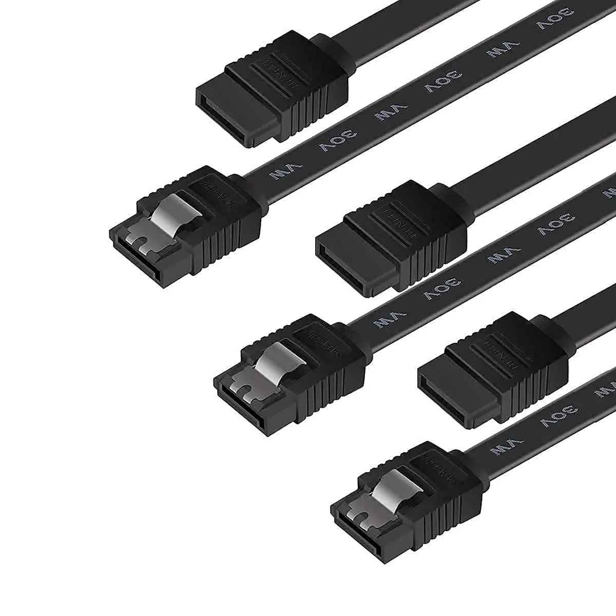 SGElectronix 6-Pack Flexible SATA III Data Cable with Locking Latch & Built-In Lock, 6Gbps Fast Data Speed 20in Cable, Backwards Compatible for HDD, SSD, CD Driver Writer (Black), Lockinglatch