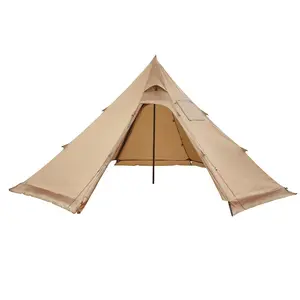 Tipi Hot Tent With Stove Jack Waterproof Portable For Four Persons Camping Shelter All Weather Tepee Style Canvas Tent For Family Car Camping Or Backpacking, Easy Setup, Durable Construction, Ventilation, Smoke Resistant Design