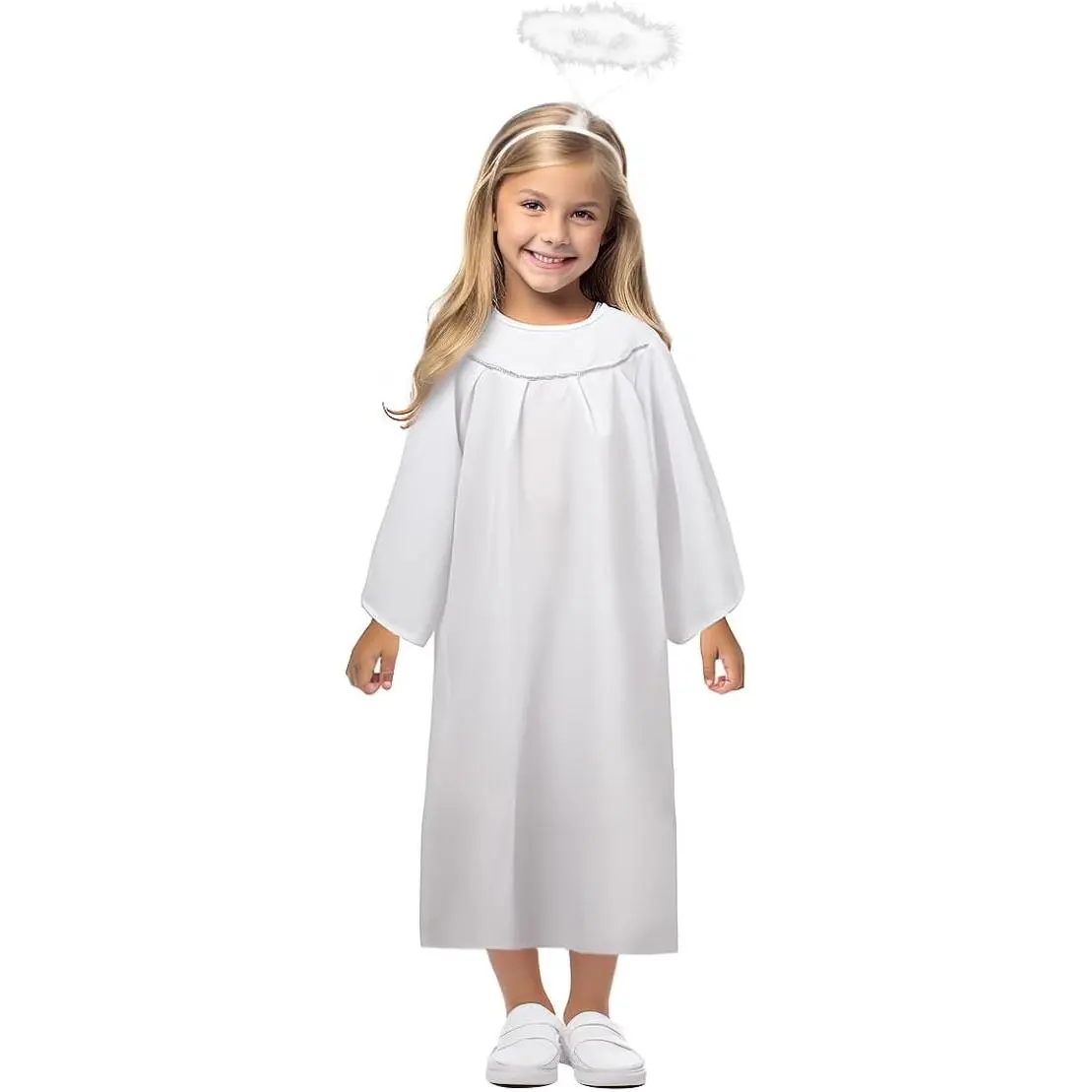 Kids Angel Costume With Halo Christmas Church Robes Angel Dress for Girl