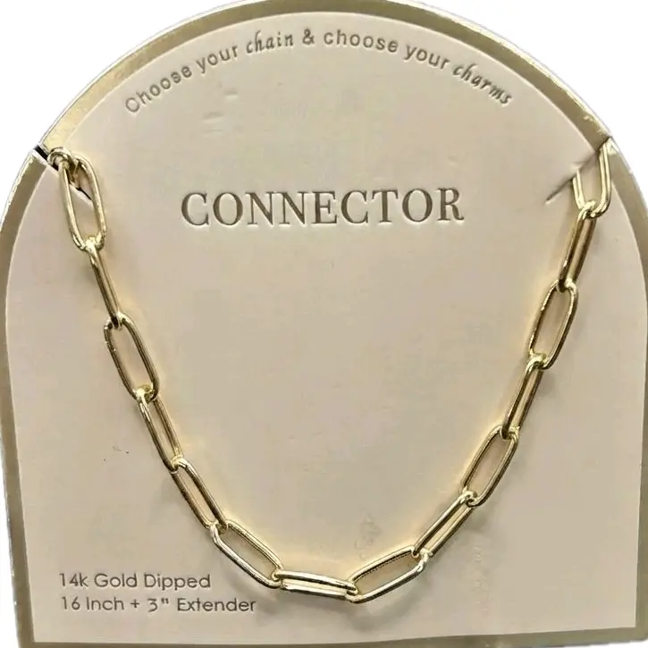 14K Gold-Plated Paperclip Chain Necklace, 16in (40.6cm) with 3in (7.6cm) Extender