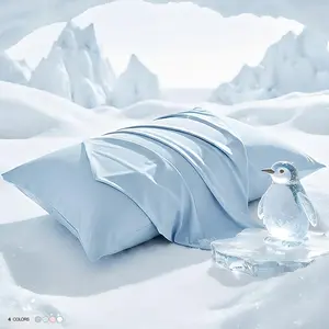 [2 Pack] Cooling Pillowcases for Hot Sleepers - Silky Soft & Breathable, Temperature Regulating Cool Touch Pillow Covers, Frizz-Free for Hair & Skin Care