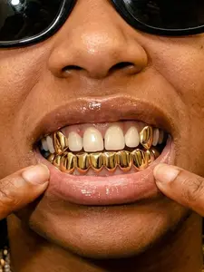1 Set Hip Hop Gold Silver Teeth Grillz Tooth Jewelry for Women Men Hip Hop Star Dental Grillz Teeth Cover Girls CZ Diamond Outfits Accessory For Decoration, Event Ready, Banquet, Prom, Party