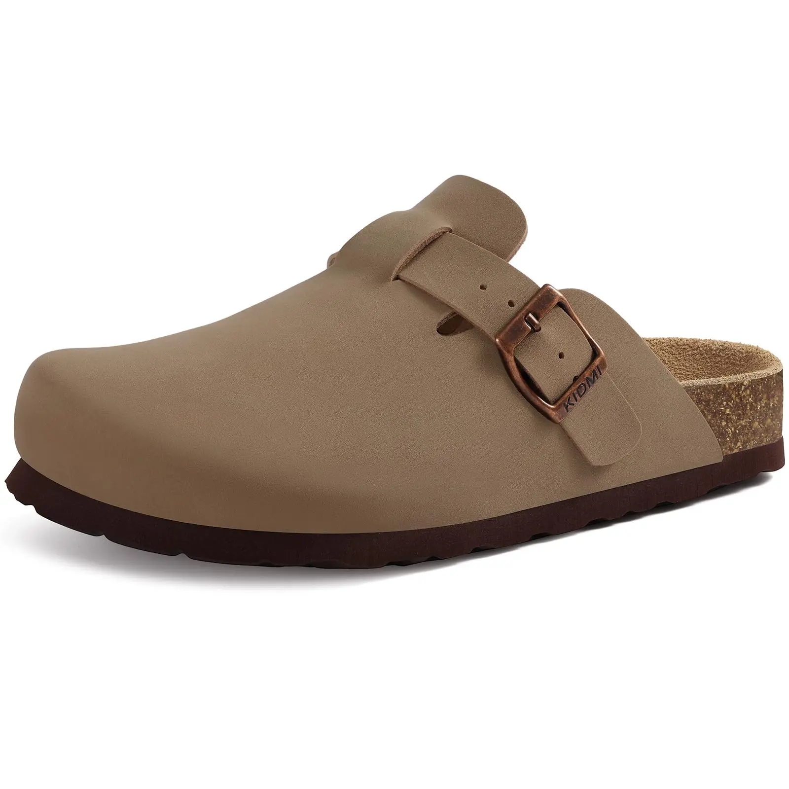 KIDMI Unisex Vegan Suede Clogs Leather Mules Womens Mens Cork Footbed Potato Shoes with Arch Support
